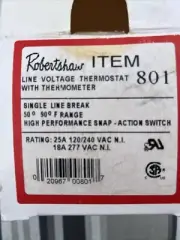 Robertshaw Line Voltage Thermostat 801 25A 120/240V