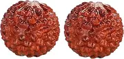 2Pcs Craft Litchi Ornament Chinese Wenwan Massage Balls for Natural Decompression Decor for Home Exercise Hand Therapy
