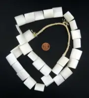 White Kenya Bone Beads Flags 21mm African Flat Large Hole 30 Inch Strand