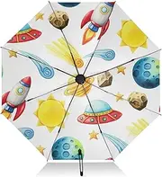 [RPLIFE] Umbrella, Auto Open Close Umbrellas for Rain Compact Windproof, Compact Size for Backpacks/Handbags - for Travel, Cute Watercolor Space