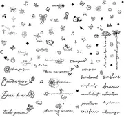 BUYLONG 8 Sheets 100 Pieces Tiny Temporary Tattoos for Women Men Finger Hands, Abstract Ladies Face Nail Stickers for Women DIY, Bulk Cute Black Long Lasting Vintage Tattoos Neck Forehead