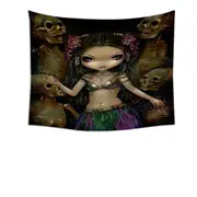 Danse Macabre Tribal Fusion Girl and Skeletons Tapestry