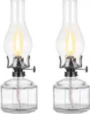 2 Pack Large Oil Lamp Vintage Glass Kerosene Lamp Antique Black Oil Lamps for In