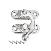 5pcs Retro Right Latch Hook Hasp 42mm x 37mm Swing Arm Latch Silver Tone Screws