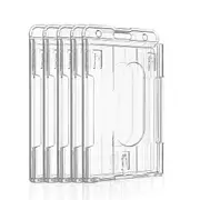 ID Card Holder Lanyard Hard Plastic Badge Business Work Pouch Double Side - 5pcs