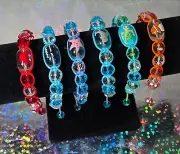 Nautical Bracelet Handmade Beaded Adjustable Pull string Blue Red Orange 6 pcs