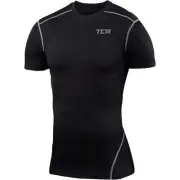 TCA Pro Performance Mens Compression Top Black Short Sleeve Running Run T-Shirt