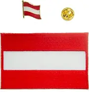 A-ONE Austria Flag Army Badge Patch+Republic of Austria National Flag Emblem Pin, Needle Patch & Pin for Enrich The Canvas Bag Garrison Cap NO.050A