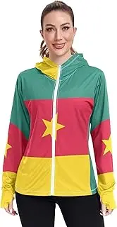 [RPLIFE] Cameroon National Flag Spf Jacket Upf 50+, Long Sleeve Zip up Hiking Hoodie