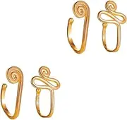 WOFASHPURET 2sets Nose Piercing Jewelry Hoops Gold Nose Ring Snail Snake Shape 2pcs*2