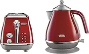 [De'Longhi] Icona Capitals Breakfast Collection, Bundle Includes 2-Slice Toaster and Electric Kettle, Tokyo Red
