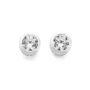 Silver 4mm Cubic Zirconia Studs in Clear