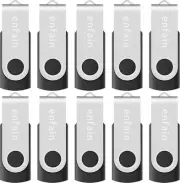 10-Pack Enfain 16GB USB 2.0 Swivel Flash Drives: Shareable Data 16GB, Black