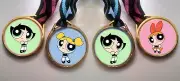12 POWERPUFF GIRLS B/P MEDALS NECKLACES, birthday party favors