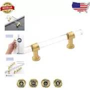 Brushed Brass 20 Pack Cabinet Pulls - 3" Acrylic Handles for Easy Installation