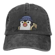 Washed Men's Baseball Cap Surprised Penguin Trucker Snapback Cowboy Caps Dad Hat