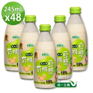 【統一生機】有機無加糖豆漿245mlx48瓶