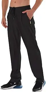 [AIRIKE] Men's Elastic Waist Hiking Pants Water Resistant Quick-Dry Lightweight Outdoor Sweatpants with Zipper Pockets