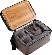 Yixing Ceramic Teapot Chinese/Japanese Kungfu Teapot Purple Clay Teapot Travel Tea Set Porcelain Teapot, Teacups, Wooden Tea Tray, Portable Travel Bag