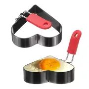 2Pcs Heart Egg Rings Nonstick Pancake Cooking Ring with Silicone Handle