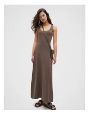 [Seed Heritage] Compact Crepe Knit Flared Dress in Affogato