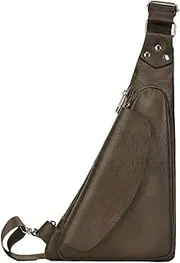 [Dickly] PU Leather Crossbody Bag Casual Shoulder Bag Fanny Pack Fashionable Chest Bag Waist Bag for Men for Fishing Camping Gym Keys, Brown