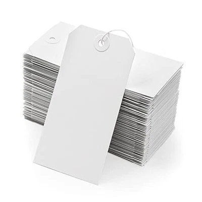 White Shipping Tags with Elastic String - Pcs Blank Paper Hang 12cm x 6cm 60