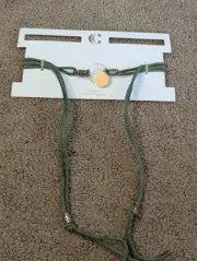 New Charming Charlie choker necklace green leather cord gold accents