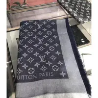 在飛比找Yahoo!奇摩拍賣優惠-LV M71378 Monogram DENIM 披巾(鐵灰