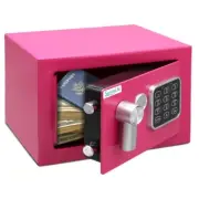 SereneLife Compact Electronic Safe Box with Digital Touch Pad w/ Keys (Pink)