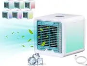 [BEPER] P206RAF200 Mini Table Cooler, Humidifier, Portable Personal Air Conditioner, USB Cable, 3 Speeds, 7 Led Chromotherapy Lights, Mini Air Cooler