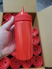 20pc. Tablecraft Red Restaurant Squeeze Ketchup Bottles 16oz. USA - NEW Dispense