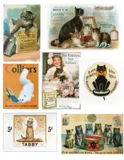 Seven Vintage CAT Images EPHEMERA Junk Journal SUPPLY Collage EMBELLISHMENTS