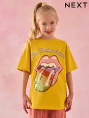 Ochre Yellow Oversized Rolling Stones Band License T-Shirt (3-16yrs) (AV6555) | $33 - $44