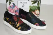 NEW ERDEM x H&M Floral Slip On Black Navy Jacquard Shoes Sneakers 8 SHIP TODAY