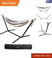 Versatile Double Hammock with Stand & Carry Case, 450 lbs Limit, in Coffee Shade