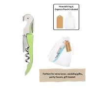 Lt.Green Corkscrew Doubled Hinged Waiters Wine Key Bottle Opener with FoilCutter