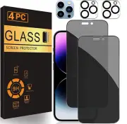 For iPhone 16e 15 14 13 12 Pro Max Privacy Anti-Spy Glass Screen Lens Protector