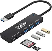 VIENON USB 3.0 Hub with SD/TF Card Reader, 5 in 1 Docking Station USB Data Hub USB Splitter for MacBook, PC, Laptops, Printer,Surface Pro, USB Flash Drives and More