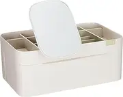 Joseph Joseph Viva Large Makeup Cosmetic Organiser with Removable Mirror, Dismantles for Easy Cleaning Beauty Storage Drawer –Shell
