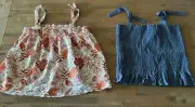 2 x Girls size 14 Navy dobby tank top & Orange linen cami tops Target NEW 6337