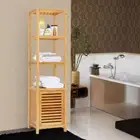 Bathroom Cabinet Storage Tall Slim Toilet Cupboard Kitchen Entrway Display Shelf
