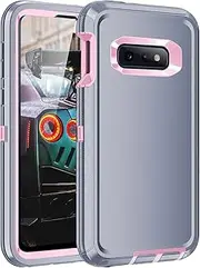 Mieziba for Galaxy S10e Case,Shockproof Dropproof Dustproof,3-Layer Full Body Protection Heavy Duty High Impact Hard Cover Case for Samasung Galaxy S10e,Grey/Pink
