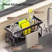 Sink Organiser Rack Self-Draining Holder for Sponge Soap Towel Basket ABS