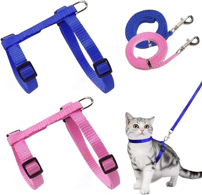 2Packs Cat Harness, Soft Breathable Cat Lead Collar, Adjustable Escape-Proof ...