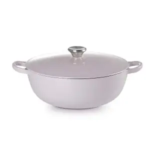 【Le Creuset】琺瑯鑄鐵鍋媽咪鍋26cm 5色可選(贈蕾絲花語系列深圓盤24cm 2入)