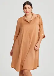 [TS] Taking Shape Revival Luxe Swing Dress Size 10 in Camel - Plus Size Women's Clothing Camel