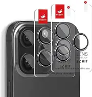 2 Pack Camera Lens Protector for iPhone 15 Pro Max 6.7" / iPhone 15 Pro 6.1", Auto-Alignment EZ Kit, 9H Tempered Glass, Anti-Scratch, Ultra HD, Case Friendly, Camera Lens Cover-BLACK