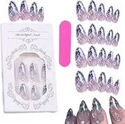 Almond Shaped Fake Nails - Medium Acrylic Fake Nails | Almond Shape False Nails, Full Cover Fake Nail Kit In 12 Sizes For Manicure Enthusiasts, Full Cover False Nails