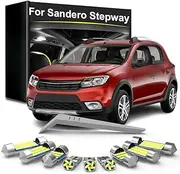9Pcs LED Interior Map Dome Plate Light Kit, For Dacia Sandero Stepway 2010-2016 2017 2018 2019 2020 2021 2022 2023 2024